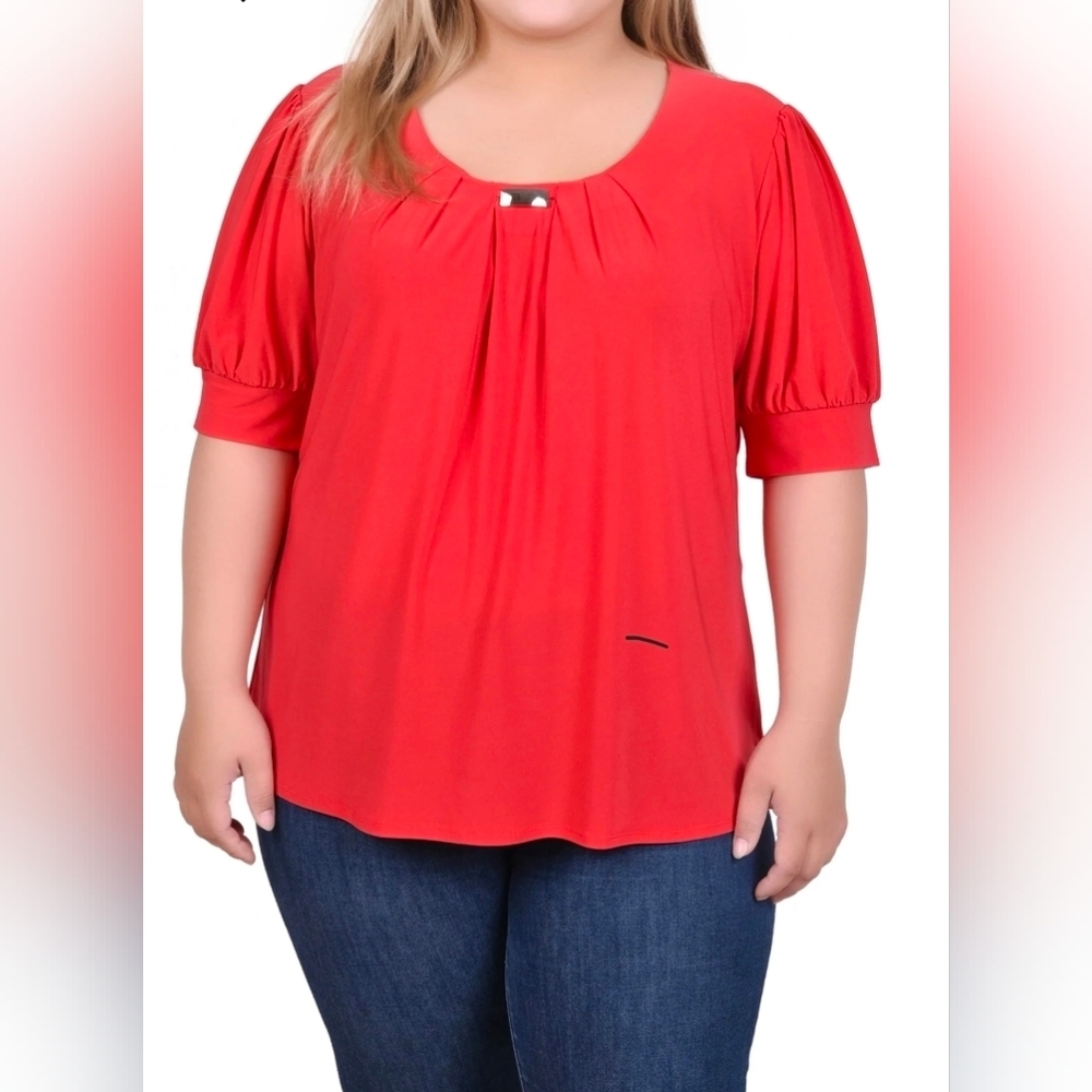 NY Collection Balloon Sleeve Blouse Size 1X